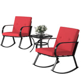 Homall 3 Pieces Patio Furniture Set Rocking Chairs Bistro Sets Outdoor Conversation Sets with Coffee Table