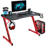 Homall 44" X 23.6" Gaming Desk Z Shape Office Computer Desk Carbon Fiber Desktop with Headphone Hook