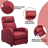 Homall Fabric Recliner Chair Adjustable Modern Home Theater Seating Single Recliner Sofa Living Room Armrest Chair With Thick Cushion