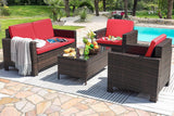 Homall 4 Pieces Patio Furniture Sets Rattan Chair Wicker Conversation Sofa Set Outdoor Backyard Porch Garden Poolside Balcony Use Furniture