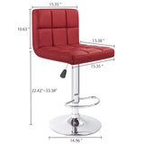 Homall Set of 2 Adjustable Swivel Armless Bar Stools with PU Leather