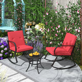 Homall 3 Pieces Patio Furniture Set Rocking Chairs Bistro Sets Outdoor Conversation Sets with Coffee Table
