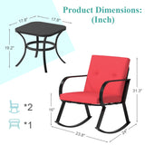 Homall 3 Pieces Patio Furniture Set Rocking Chairs Bistro Sets Outdoor Conversation Sets with Coffee Table
