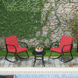 Homall 3 Pieces Patio Furniture Set Rocking Chairs Bistro Sets Outdoor Conversation Sets with Coffee Table