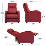 Homall Fabric Recliner Chair Adjustable Modern Home Theater Seating Single Recliner Sofa Living Room Armrest Chair With Thick Cushion