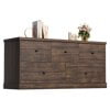 Homall 5 Drawer Dresser Wood Storage Cabinet Double Tier Chest of Drawer for Bedroom, Living Room