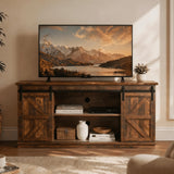 Homall 58'' TV Stand for TVs up to 65'', Storage Cabinet with Sliding Barn Door, Entertainment Center