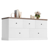 Homall 5 Drawer Dresser Wood Storage Cabinet Double Tier Chest of Drawer for Bedroom, Living Room
