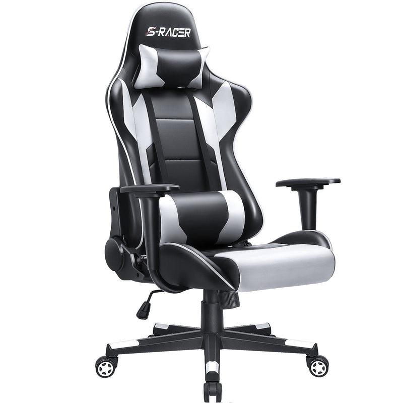 Homall Lumbar Support & Adjustable Swivel Gaming Chair, White