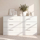 Homall 6 Drawer White Double Dresser, Wood Chest of Drawers with Metal Handles for Clothes Storage, Storage Cabinet for Living Room, Closet and Bedroom