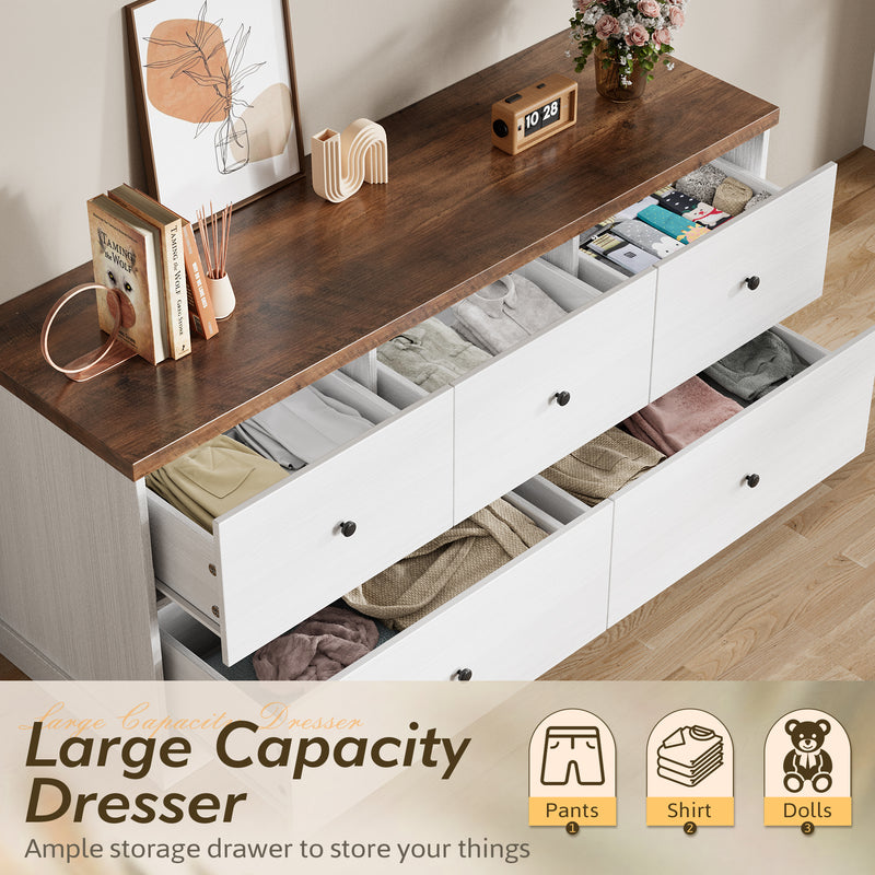 Homall 5 Drawer Dresser Wood Storage Cabinet Double Tier Chest of Drawer for Bedroom, Living Room