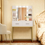 Homall Vanity Desk with Mirror, Power Outlet & LED Lights, Makeup Vanity Table with 2 Drawers & 4 Shelves, Dressing Table for Bedroom Dressing Room