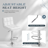 Homall White Adjustable Armless Swivel Bar Stools with PU Leather, Set of
