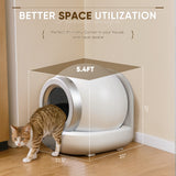 Homall Automatic Self-Cleaning Cat Litter Box with Plastic Pad, Smart Cat Litter Box with APP Control, White