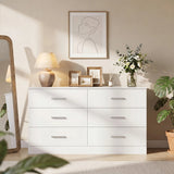 Homall 6 Drawer White Double Dresser, Wood Chest of Drawers with Metal Handles for Clothes Storage, Storage Cabinet for Living Room, Closet and Bedroom