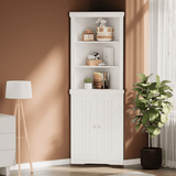Homall Corner Cabinet Freestanding Corner Shelf with 2 Doors and 3 Shelves, Tall Corner Storage Cabinet for Bathroom, Living Room, Kitchen, Living Room, White