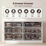 Homall 6 Drawer White Double Dresser, Wood Chest of Drawers with Metal Handles for Clothes Storage, Storage Cabinet for Living Room, Closet and Bedroom