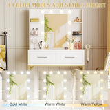 Homall Vanity Desk with Mirror, Power Outlet & LED Lights, Makeup Vanity Table with 2 Drawers & 4 Shelves, Dressing Table for Bedroom Dressing Room