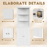 Homall Corner Cabinet Freestanding Corner Shelf with 2 Doors and 3 Shelves, Tall Corner Storage Cabinet for Bathroom, Living Room, Kitchen, Living Room, White