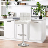 Homall White Adjustable Armless Swivel Bar Stools with PU Leather, Set of