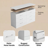 Homall 6 Drawer White Double Dresser, Wood Chest of Drawers with Metal Handles for Clothes Storage, Storage Cabinet for Living Room, Closet and Bedroom
