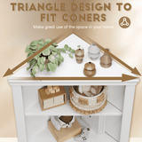 Homall Corner Cabinet Freestanding Corner Shelf with 2 Doors and 3 Shelves, Tall Corner Storage Cabinet for Bathroom, Living Room, Kitchen, Living Room, White