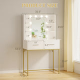 Homall Vanity Desk with Mirror, Power Outlet & LED Lights, Makeup Vanity Table with 2 Drawers & 4 Shelves, Dressing Table for Bedroom Dressing Room