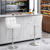 Homall White Adjustable Armless Swivel Bar Stools with PU Leather, Set of