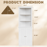 Homall Corner Cabinet Freestanding Corner Shelf with 2 Doors and 3 Shelves, Tall Corner Storage Cabinet for Bathroom, Living Room, Kitchen, Living Room, White
