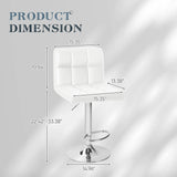 Homall White Adjustable Armless Swivel Bar Stools with PU Leather, Set of
