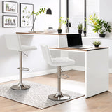 Homall White Adjustable Armless Swivel Bar Stools with PU Leather, Set of