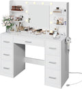 Homall Vanity Desk Set with Mirror, Drawers, and USB Power Outlet Makeup Vanity with Adjustable Lights in 3 Modes
