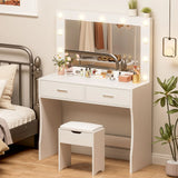 Homall Vanity Set with Mirror and Drawer Makeup Vanity Desk and Chair Set with Lights