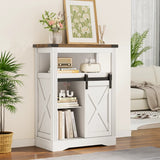 Homall Farmhouse Storage Cabinet with 3 Drawers, Sliding Barn Door and Adjustable Shelves, Sideboard Buffet Cabinet for Kitchen, Living Room, Dining Room