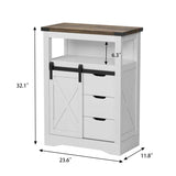 Homall Farmhouse Storage Cabinet with 3 Drawers, Sliding Barn Door and Adjustable Shelves, Sideboard Buffet Cabinet for Kitchen, Living Room, Dining Room
