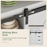 Homall Farmhouse Storage Cabinet with 3 Drawers, Sliding Barn Door and Adjustable Shelves, Sideboard Buffet Cabinet for Kitchen, Living Room, Dining Room