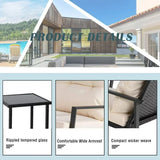 Homall 3 Pieces Patio Furniture Set Rocking Wicker Bistro Sets Set with Glass Coffee Table, Black