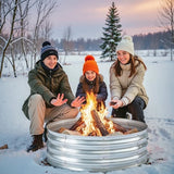 Homall Outdoor Galvanized Fire Ring Multifunctional Garden Bed Durable Fire Pit for Backyard Patio Camping, Sliver