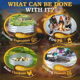 Homall Outdoor Galvanized Fire Ring Multifunctional Garden Bed Durable Fire Pit for Backyard Patio Camping, Sliver