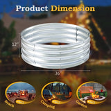 Homall Outdoor Galvanized Fire Ring Multifunctional Garden Bed Durable Fire Pit for Backyard Patio Camping, Sliver