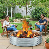 Homall Outdoor Galvanized Fire Ring Multifunctional Garden Bed Durable Fire Pit for Backyard Patio Camping, Sliver