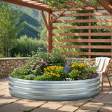 Homall Outdoor Galvanized Fire Ring Multifunctional Garden Bed Durable Fire Pit for Backyard Patio Camping, Sliver