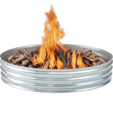 Homall Outdoor Galvanized Fire Ring Multifunctional Garden Bed Durable Fire Pit for Backyard Patio Camping, Sliver