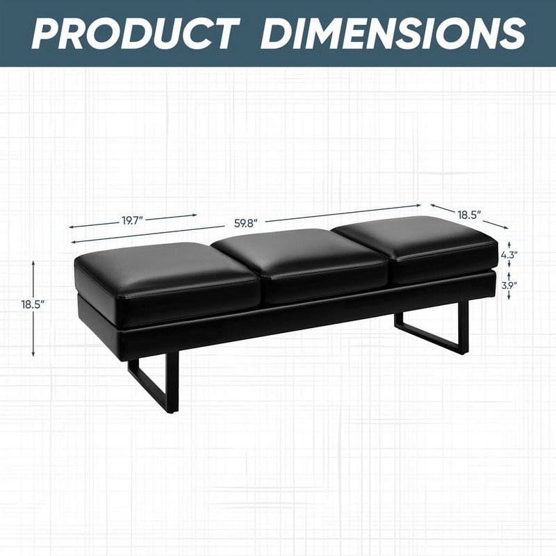 Homall Waiting Room Chairs Faux Leather Office Guest Chair Conference Room Chairs 3 Seats Upholstered Reception Bench