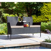 LACOO Outdoor Patio Loveseat Modern Wicker Patio Conversation Furniture Set with Cushions and Built-in Coffee Table Porch Furniture for Garden Lawn Backyard