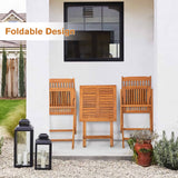 Homall 3 Piece Folding Patio Bistro Set, Indoor/Outdoor Foldbale Wood Table and 2 Chair Set with Slatted Design, Natural Finish, Wood Color