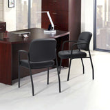 Homall Faux Leather Reception Chair Office Guest Chair for Waiting Room with Arms Set of 2, Black