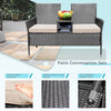 LACOO Outdoor Patio Loveseat Modern Wicker Patio Conversation Furniture Set with Cushions and Built-in Coffee Table Porch Furniture for Garden Lawn Backyard