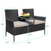 LACOO Outdoor Patio Loveseat Modern Wicker Patio Conversation Furniture Set with Cushions and Built-in Coffee Table Porch Furniture for Garden Lawn Backyard