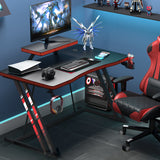 Homall Gaming Desk PC Computer Table Racing Style Home Office Desk Z Shaped Carbon Fiber Desktop Gamer Workstation with Monitor Stand Cup Holder and Headphone Hook
